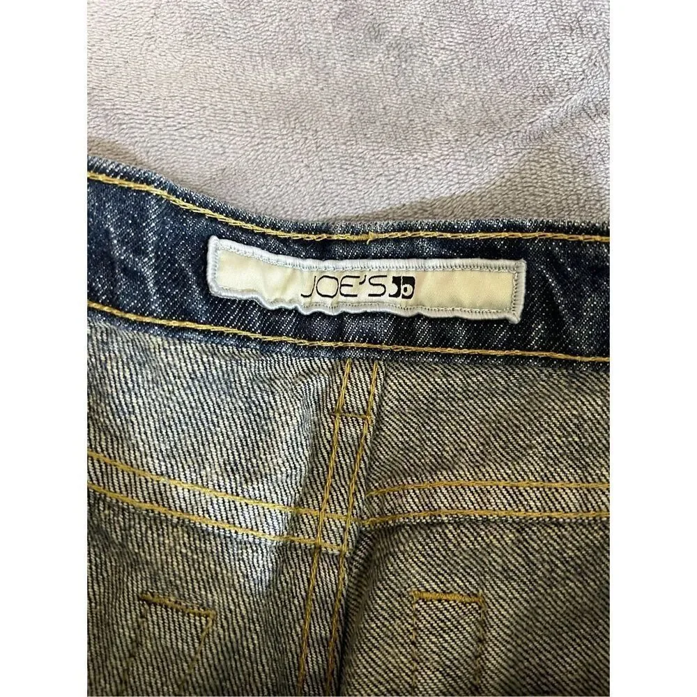 Joe's Jeans Womens Size 26 Blue Eno Flared Low Rise Distressed Whisker Cotton